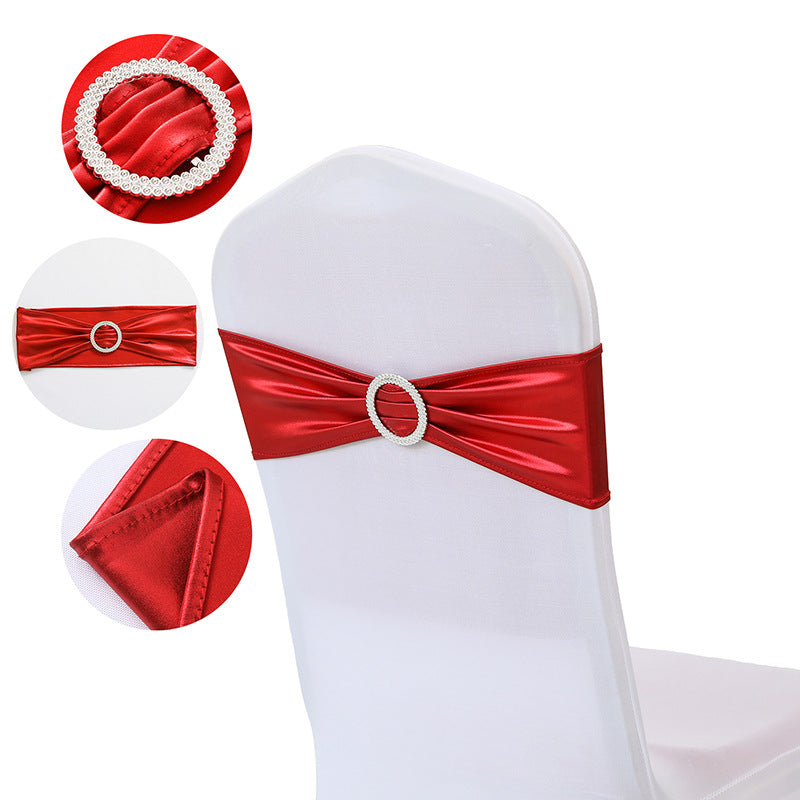 Bulk 10 PCS Metallic Spandex Chair Sashes Glossy Bows Universal Elastic Chair Cover Bands with Buckle Slider for Wedding Banquet Party Decor Wholesale