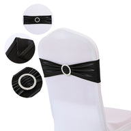 Bulk 10 PCS Metallic Spandex Chair Sashes Glossy Bows Universal Elastic Chair Cover Bands with Buckle Slider for Wedding Banquet Party Decor Wholesale