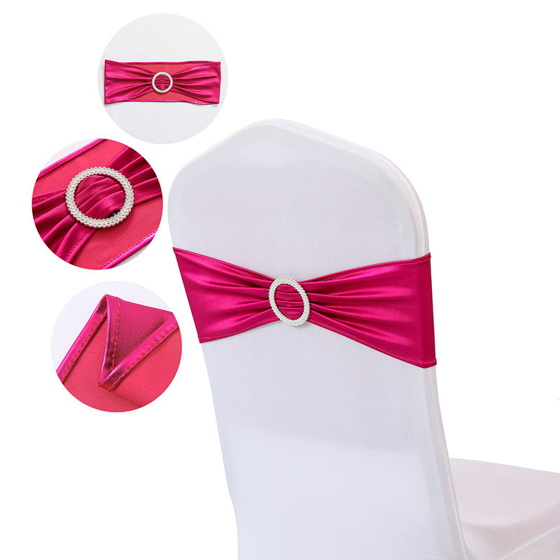Bulk 10 PCS Metallic Spandex Chair Sashes Glossy Bows Universal Elastic Chair Cover Bands with Buckle Slider for Wedding Banquet Party Decor Wholesale