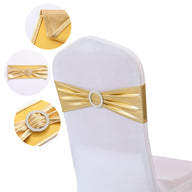 Bulk 10 PCS Metallic Spandex Chair Sashes Glossy Bows Universal Elastic Chair Cover Bands with Buckle Slider for Wedding Banquet Party Decor Wholesale