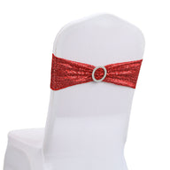 Bulk 10 PCS Sequin Chair Sashes Bows Universal Elastic Chair Cover Bands with Buckle Slider for Wedding Banquet Party Decor Wholesale