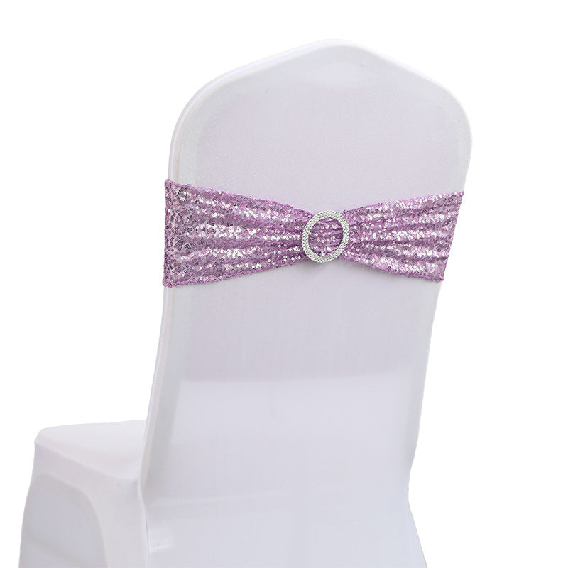 Bulk 10 PCS Sequin Chair Sashes Bows Universal Elastic Chair Cover Bands with Buckle Slider for Wedding Banquet Party Decor Wholesale
