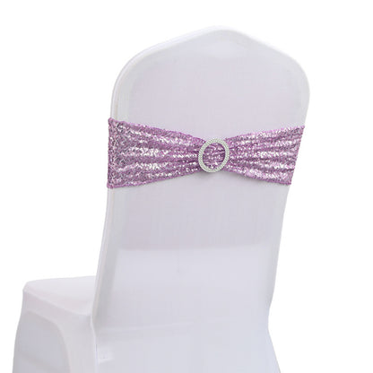 Bulk 10 PCS Sequin Chair Sashes Bows Universal Elastic Chair Cover Bands with Buckle Slider for Wedding Banquet Party Decor Wholesale