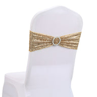 Bulk 10 PCS Sequin Chair Sashes Bows Universal Elastic Chair Cover Bands with Buckle Slider for Wedding Banquet Party Decor Wholesale