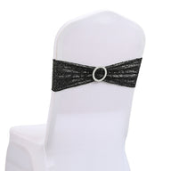 Bulk 10 PCS Sequin Chair Sashes Bows Universal Elastic Chair Cover Bands with Buckle Slider for Wedding Banquet Party Decor Wholesale