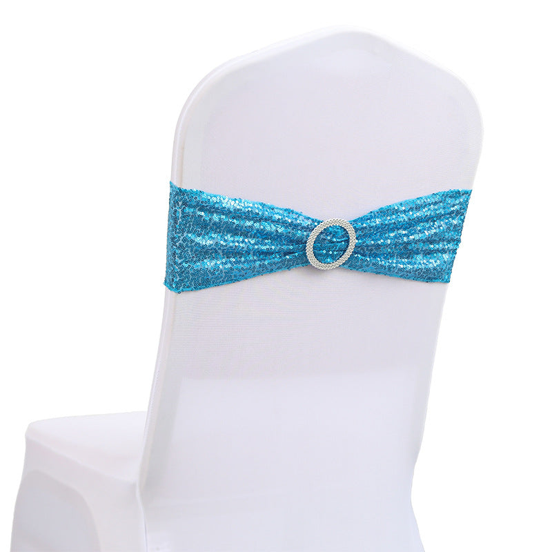 Bulk 10 PCS Sequin Chair Sashes Bows Universal Elastic Chair Cover Bands with Buckle Slider for Wedding Banquet Party Decor Wholesale