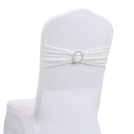 Bulk 10 PCS Sequin Chair Sashes Bows Universal Elastic Chair Cover Bands with Buckle Slider for Wedding Banquet Party Decor Wholesale