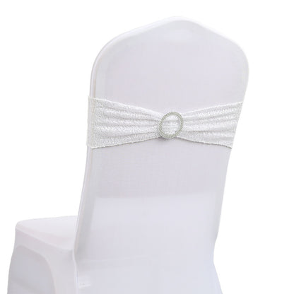 Bulk 10 PCS Sequin Chair Sashes Bows Universal Elastic Chair Cover Bands with Buckle Slider for Wedding Banquet Party Decor Wholesale
