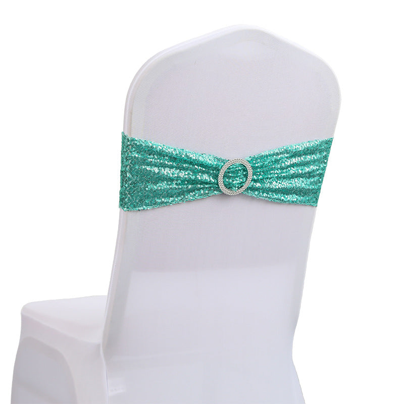 Bulk 10 PCS Sequin Chair Sashes Bows Universal Elastic Chair Cover Bands with Buckle Slider for Wedding Banquet Party Decor Wholesale