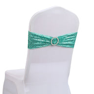 Bulk 10 PCS Sequin Chair Sashes Bows Universal Elastic Chair Cover Bands with Buckle Slider for Wedding Banquet Party Decor Wholesale
