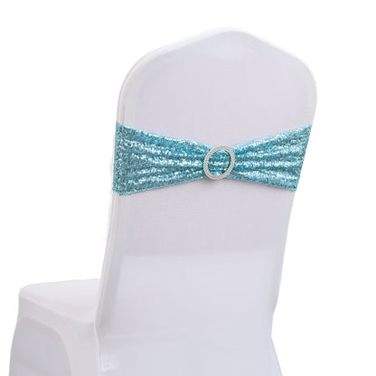 Bulk 10 PCS Sequin Chair Sashes Bows Universal Elastic Chair Cover Bands with Buckle Slider for Wedding Banquet Party Decor Wholesale