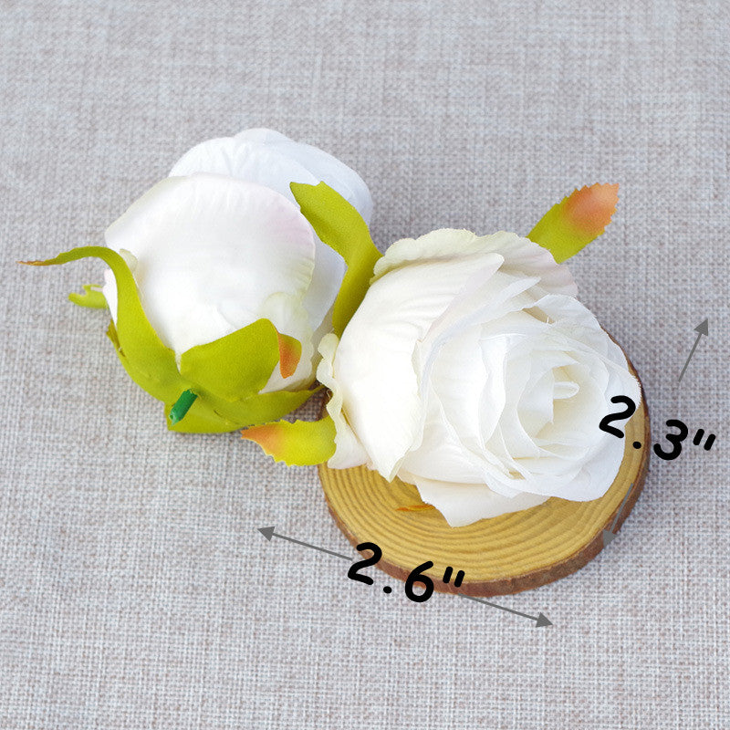 10 Pcs Silk Rose Bud Flower Heads for DIY Wedding Bouquets Centerpieces Baby Shower Party Decorations