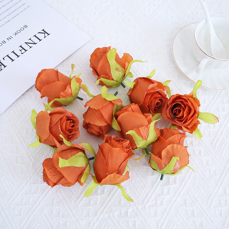 10 Pcs Silk Rose Bud Flower Heads for DIY Wedding Bouquets Centerpieces Baby Shower Party Decorations