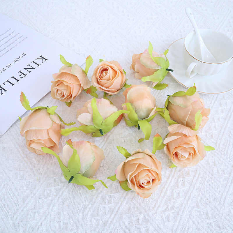 10 Pcs Silk Rose Bud Flower Heads for DIY Wedding Bouquets Centerpieces Baby Shower Party Decorations