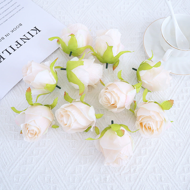 10 Pcs Silk Rose Bud Flower Heads for DIY Wedding Bouquets Centerpieces Baby Shower Party Decorations