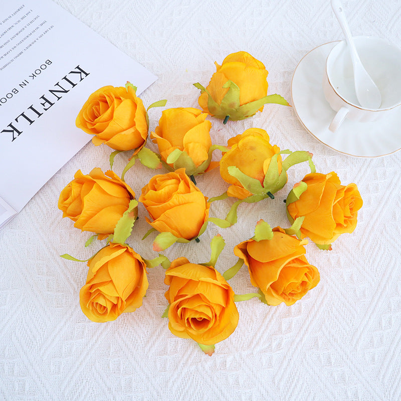 10 Pcs Silk Rose Bud Flower Heads for DIY Wedding Bouquets Centerpieces Baby Shower Party Decorations