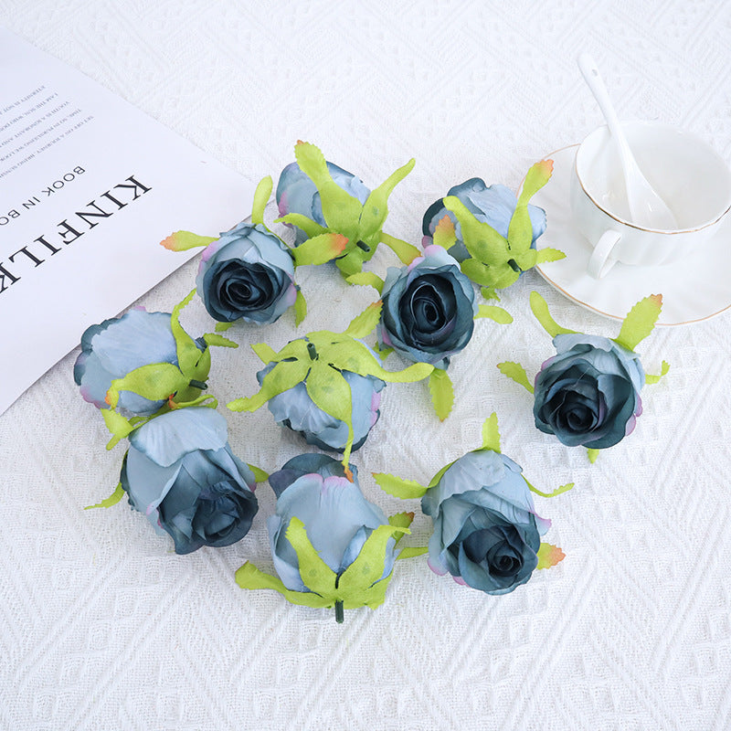 10 Pcs Silk Rose Bud Flower Heads for DIY Wedding Bouquets Centerpieces Baby Shower Party Decorations