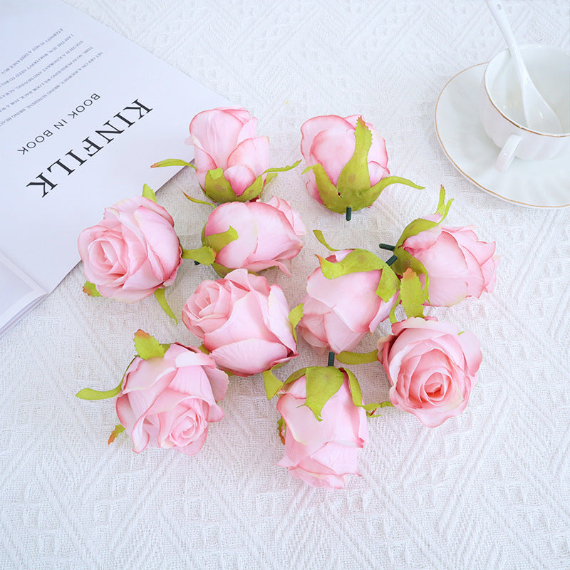 10 Pcs Silk Rose Bud Flower Heads for DIY Wedding Bouquets Centerpieces Baby Shower Party Decorations