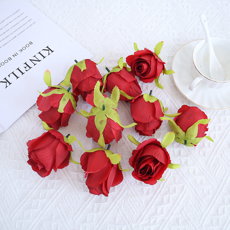 10 Pcs Silk Rose Bud Flower Heads for DIY Wedding Bouquets Centerpieces Baby Shower Party Decorations