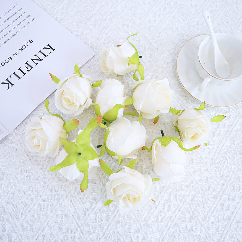 10 Pcs Silk Rose Bud Flower Heads for DIY Wedding Bouquets Centerpieces Baby Shower Party Decorations
