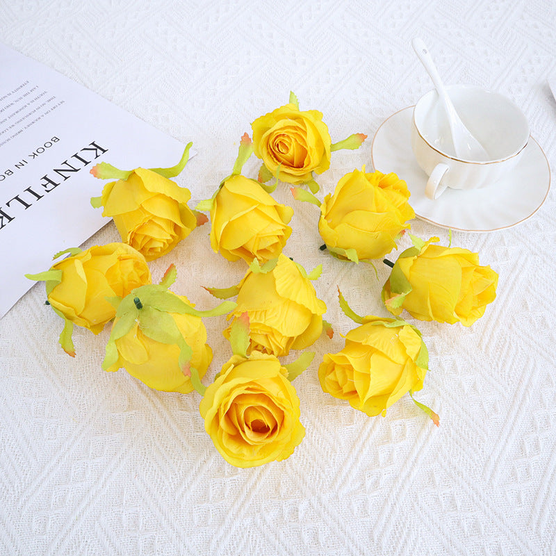 10 Pcs Silk Rose Bud Flower Heads for DIY Wedding Bouquets Centerpieces Baby Shower Party Decorations