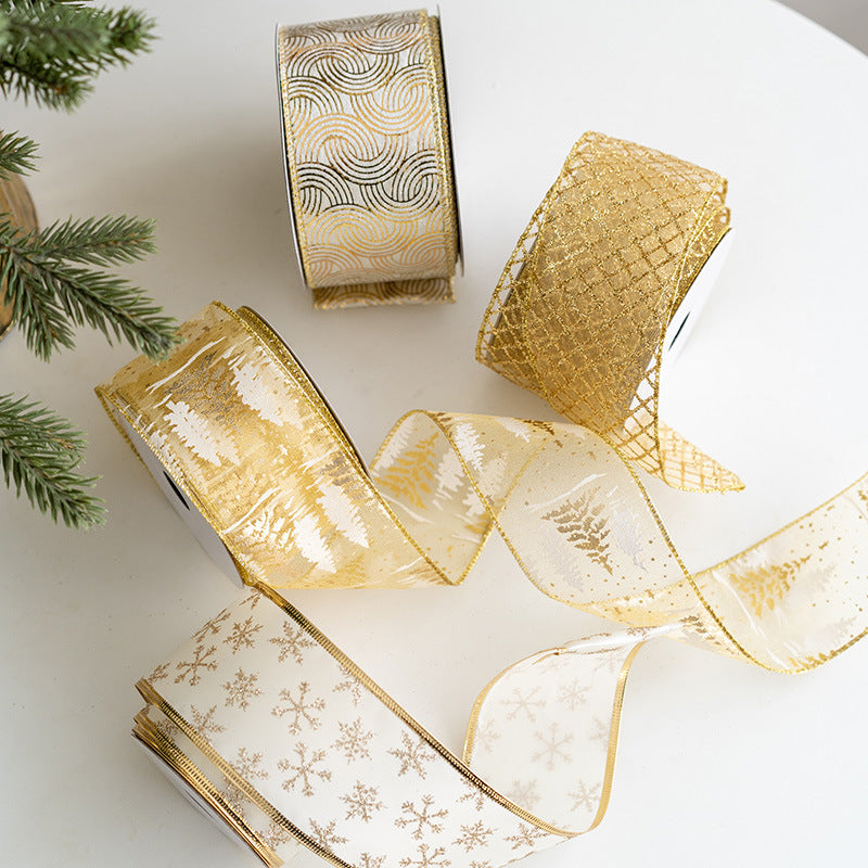 10 Yards Glitter Grosgrain Ribbon for Christmas Gift Wrapping Crafts DIY Holiday Decorations