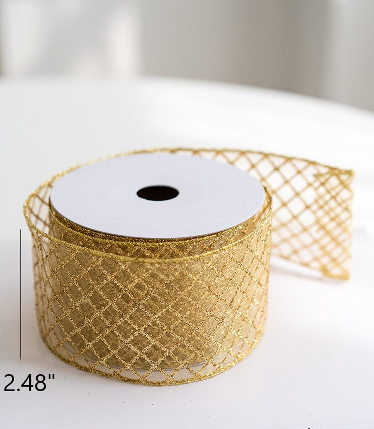 10 Yards Glitter Grosgrain Ribbon for Christmas Gift Wrapping Crafts DIY Holiday Decorations