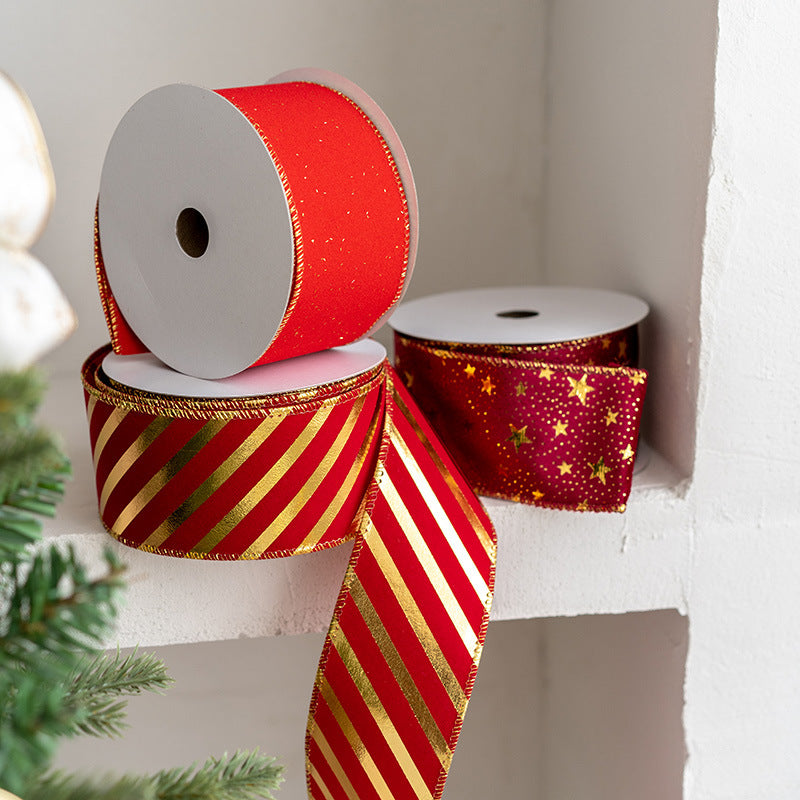 10 Yards Glitter Grosgrain Ribbon for Christmas Gift Wrapping Crafts DIY Holiday Decorations