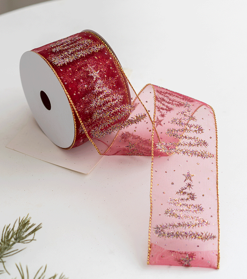 10 Yards Glitter Grosgrain Ribbon for Christmas Gift Wrapping Crafts DIY Holiday Decorations