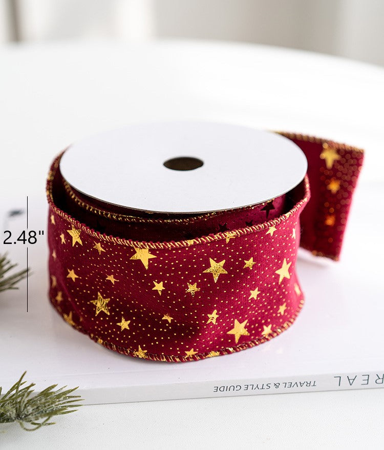 10 Yards Glitter Grosgrain Ribbon for Christmas Gift Wrapping Crafts DIY Holiday Decorations