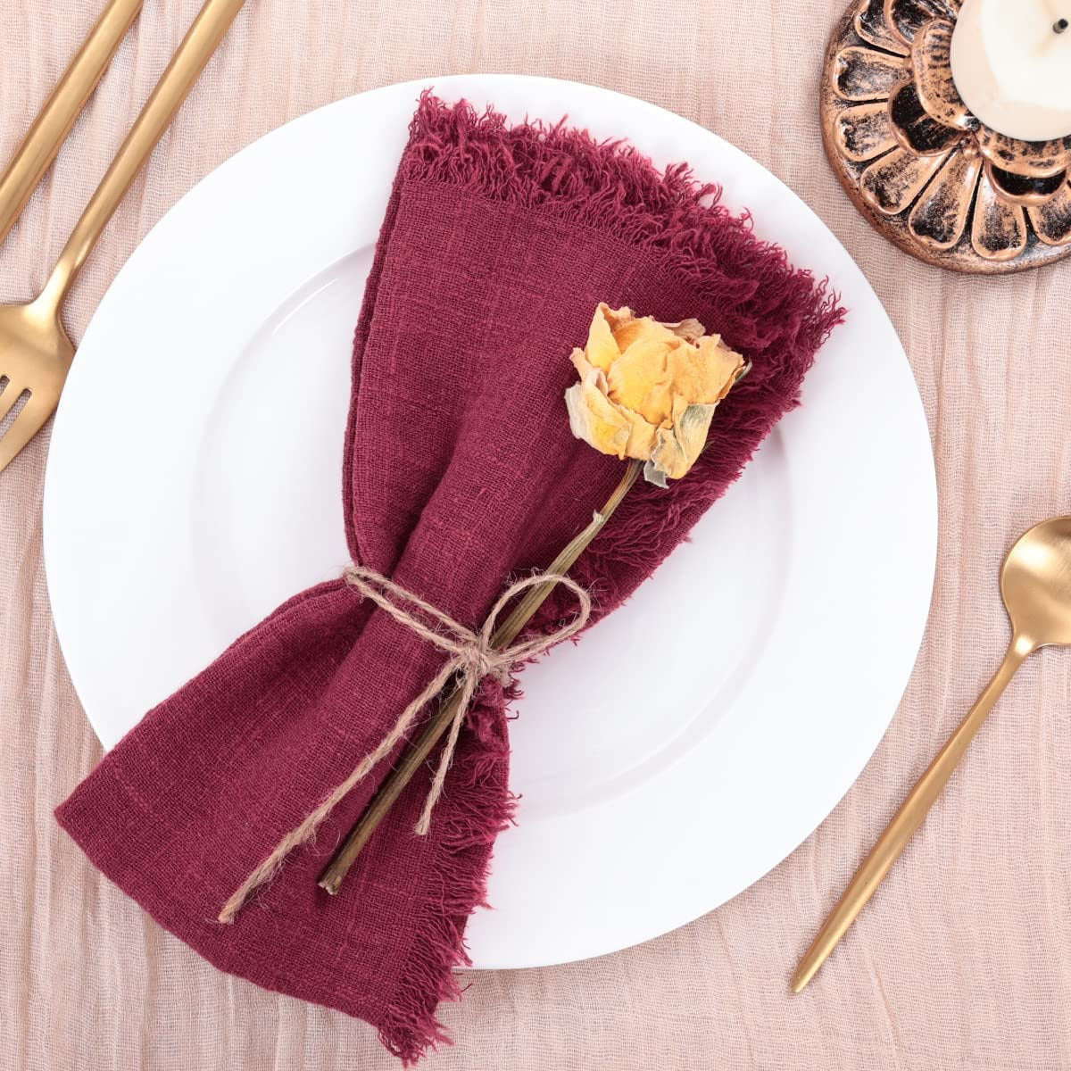 Bulk 10pcs Cotton Cloth Napkins with Fringe for Dinner Hotel Wedding Birthday Banquet Party Tea Dinner Napkin Wholesale