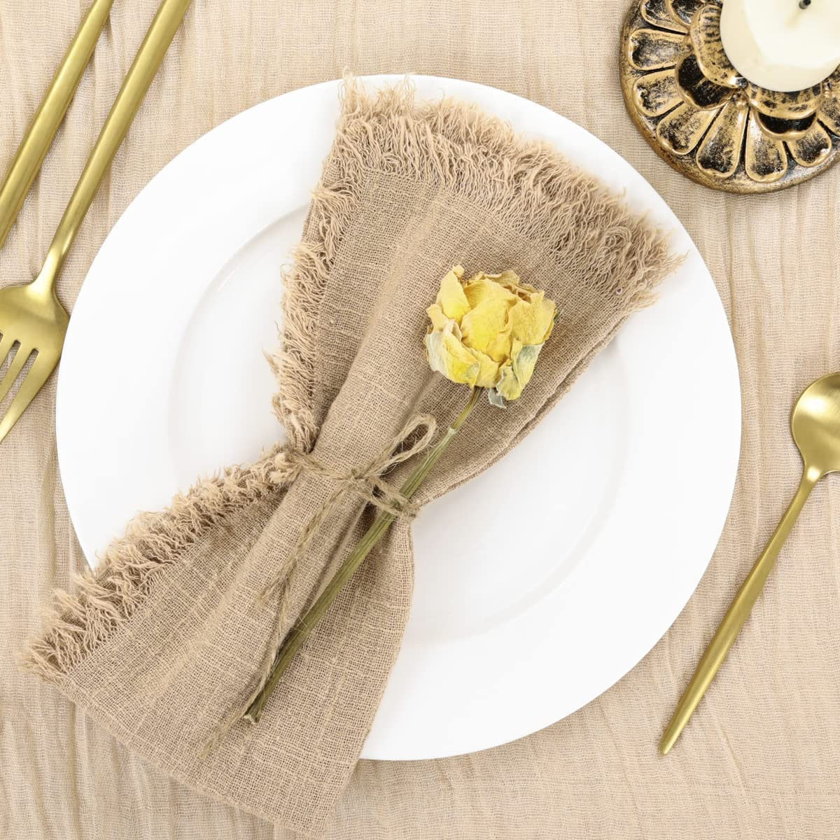 Bulk 10pcs Cotton Cloth Napkins with Fringe for Dinner Hotel Wedding Birthday Banquet Party Tea Dinner Napkin Wholesale
