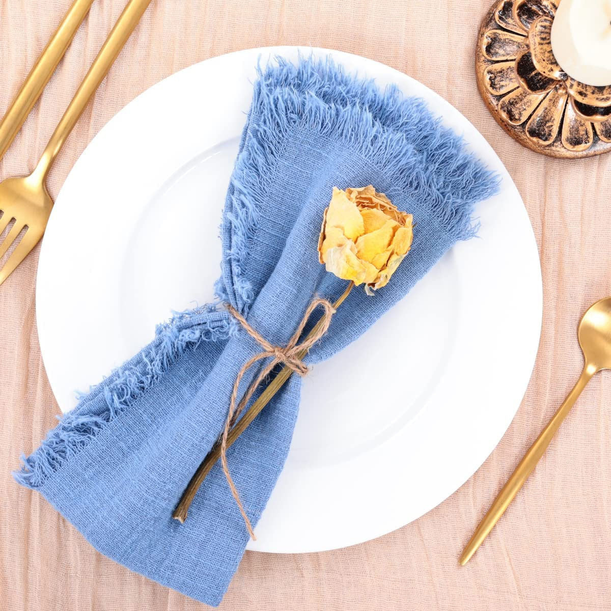 Bulk 10pcs Cotton Cloth Napkins with Fringe for Dinner Hotel Wedding Birthday Banquet Party Tea Dinner Napkin Wholesale