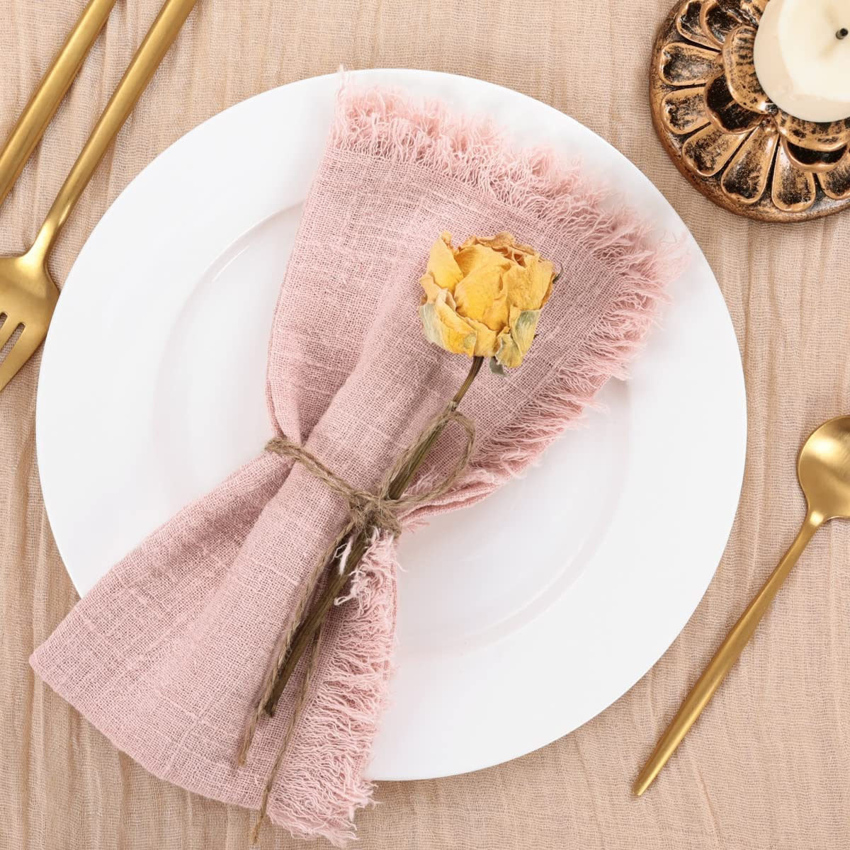 Bulk 10pcs Cotton Cloth Napkins with Fringe for Dinner Hotel Wedding Birthday Banquet Party Tea Dinner Napkin Wholesale