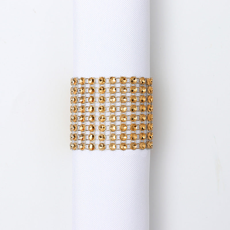Bulk 10pcs Diamond Rhinestone Napkin Rings Chair Sash Velcro Buckle for Wedding Holidays Party Dinner Decoration Wholesale