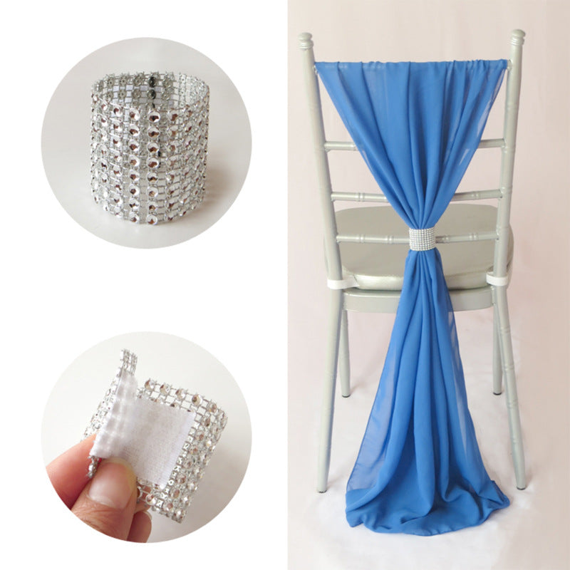 Bulk 10pcs Diamond Rhinestone Napkin Rings Chair Sash Velcro Buckle for Wedding Holidays Party Dinner Decoration Wholesale