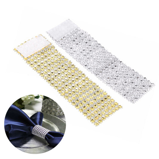 Bulk 10pcs Diamond Rhinestone Napkin Rings Chair Sash Velcro Buckle for Wedding Holidays Party Dinner Decoration Wholesale