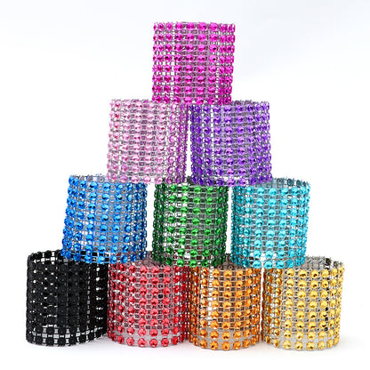 Bulk 10pcs Diamond Rhinestone Napkin Rings Chair Sash Velcro Buckle for Wedding Holidays Party Dinner Decoration Wholesale