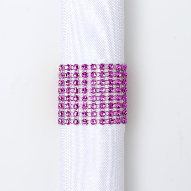 Bulk 10pcs Diamond Rhinestone Napkin Rings Chair Sash Velcro Buckle for Wedding Holidays Party Dinner Decoration Wholesale