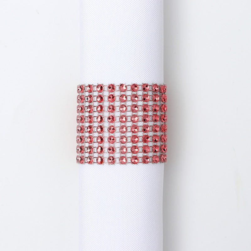 Bulk 10pcs Diamond Rhinestone Napkin Rings Chair Sash Velcro Buckle for Wedding Holidays Party Dinner Decoration Wholesale