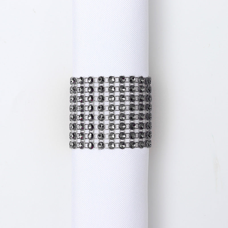 Bulk 10pcs Diamond Rhinestone Napkin Rings Chair Sash Velcro Buckle for Wedding Holidays Party Dinner Decoration Wholesale