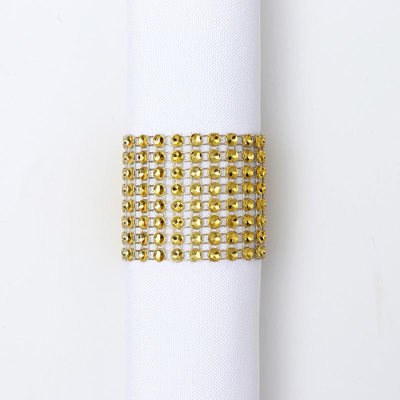 Bulk 10pcs Diamond Rhinestone Napkin Rings Chair Sash Velcro Buckle for Wedding Holidays Party Dinner Decoration Wholesale