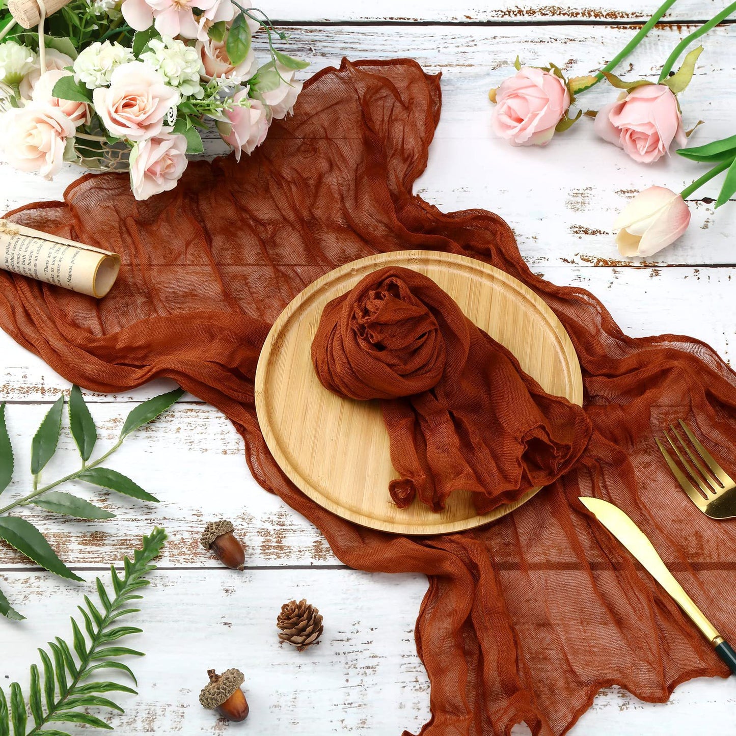 Bulk 12 PCS Cheesecloth Napkins Boho Rustic Cloth Table Napkins for Restaurant Weddings Party Dinner Decoration Wholesale