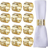 Bulk 12 PCS Greek Key Napkin Rings Hollow Out Metal Buckle for Christmas Wedding Party Dinner Table Decoration Wholesale