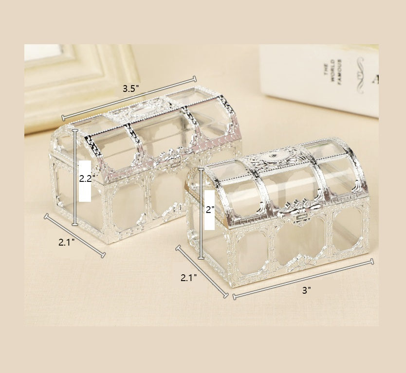 Bulk 12 Pack Clear Treasure Chest 3.5X2.5X2.4 Inch Plastic Favor Boxes for Wedding Party Wholesale