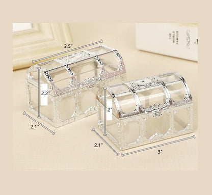 Bulk 12 Pack Clear Treasure Chest 3.5X2.5X2.4 Inch Plastic Favor Boxes for Wedding Party Wholesale