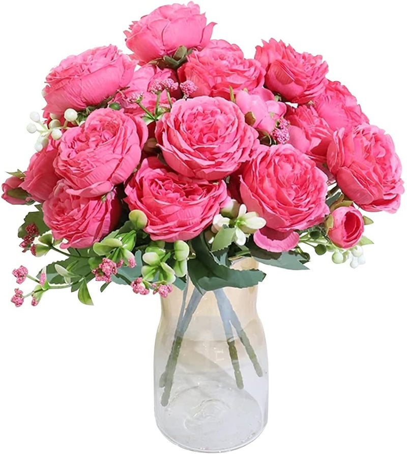 4 Packs 12 Inch Artificial Peony Bush Stems Bulk Silk Flower Bouquet