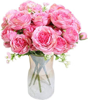 4 Packs 12 Inch Artificial Peony Bush Stems Bulk Silk Flower Bouquet
