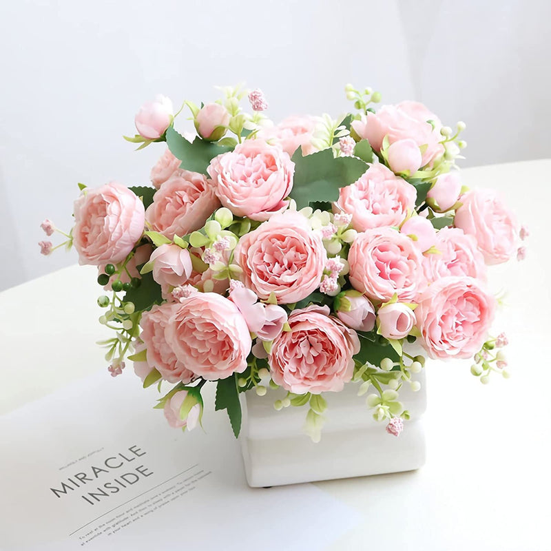 4 Packs 12 Inch Artificial Peony Bush Stems Bulk Silk Flower Bouquet
