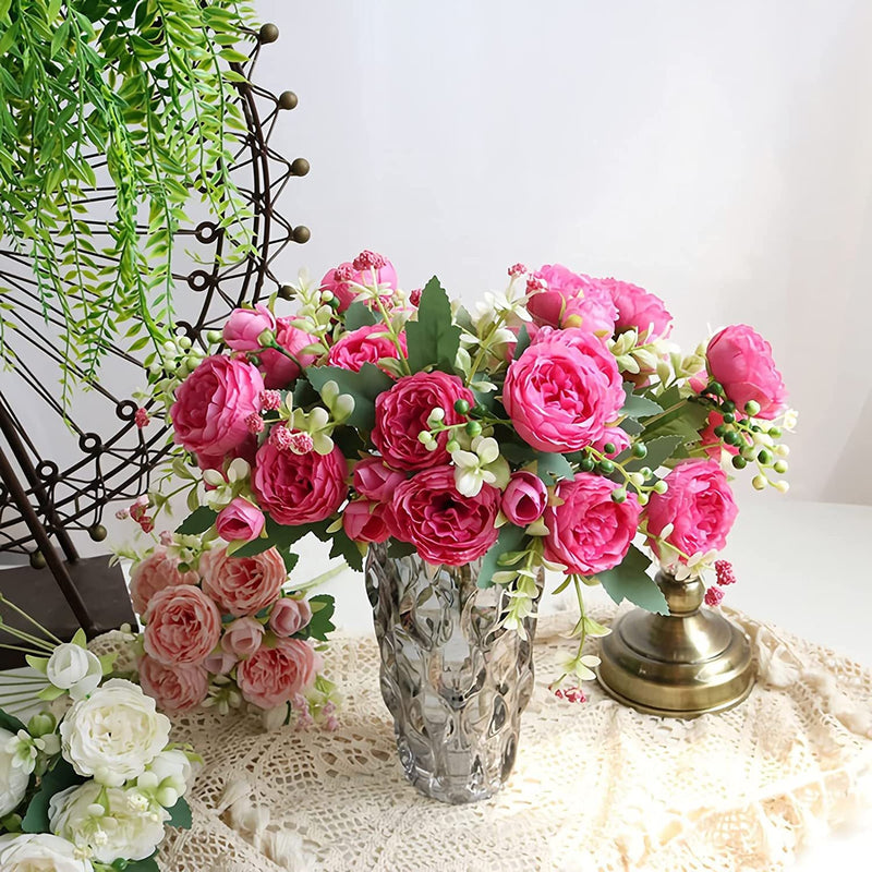 4 Packs 12 Inch Artificial Peony Bush Stems Bulk Silk Flower Bouquet